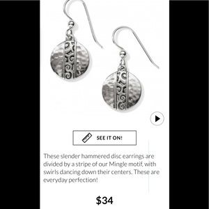 Brighton wire earrings, silver tone, 1” in length